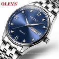 OLEVS 5570 Alloy Case Clock Men Fashion Casual Men's Wristwatch Water Resistant Feature Analog  Steel Belt  Quartz Watch
